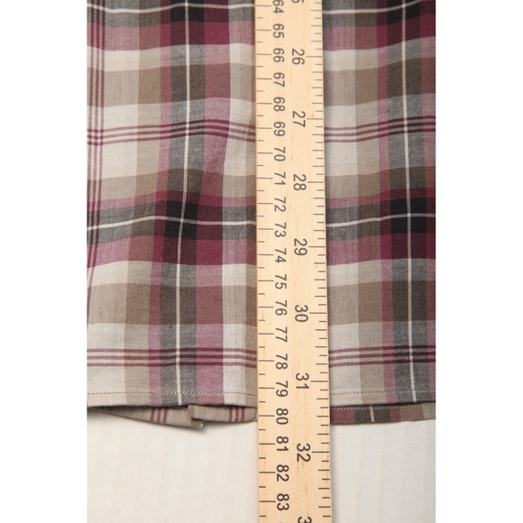 John Varvatos USA Shirt Mens 2XL Plaid Burgundy Long Sleeve Button Front Casual - Picture 10 of 11